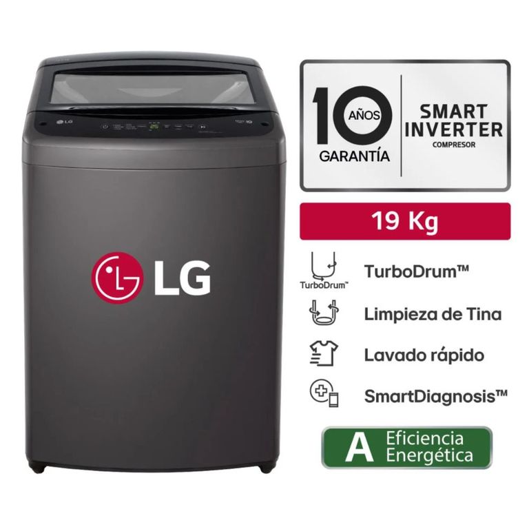 Lavadora 19kg WT19BVTB carga superior con TurboDrum™ Negro claro