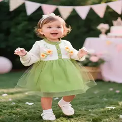 GENERICO - VESTIDO PARA NIÑA BEBE + CARTERA PARA FIESTA DE CUMPLEAÑOS