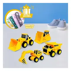 GENERICO - Juguete de Mini 4 Carritos de Construccion Y+Papel de Regalo