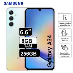 SAMSUNG - Celular Galaxy A34 256GB 8GB RAM 6.6¨" Pulg -  PLATEADO