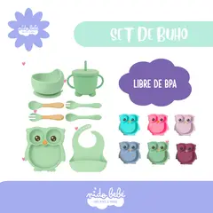 BABY - Set de alimentación Buho Turquesa Claro