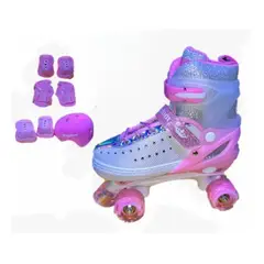 KINGDOM - PATINES 4 RUEDAS ROSA CON LUCES TALLA L 38-41