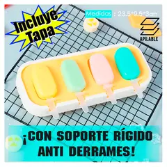 KALE - Molde para helados y chupetes con soporte antiderrames y tapa