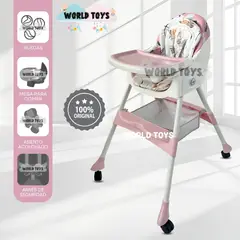 BABY - Silla de Comer Mecedora «LULU PREMIUM» de Lujo Pink