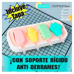 KALE - Molde para helados y chupetes con soporte antiderrames y tapa