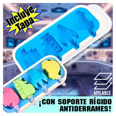 KALE - Molde para helados y chupetes con soporte antiderrames y tapa