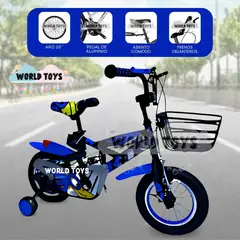 VELOX - Bicicleta con Canasta Aro 20 «GUNGOR II» con Llantas de Apoyo Blue