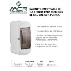 GENERICO - GABINETE EMP DE 1 A 2 POLOS PARA ITM DE RIEL DIN, CON PUERTA.