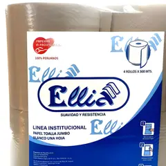 ELLIA - Papel Toalla Institucional Jumbo Ecológico 4 Rollos x 300 m - OPT004