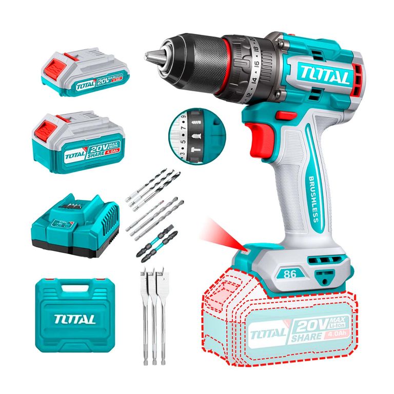 Taladro Atornillador Percutor Brushless 86nm Tidli20868