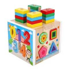 GENERICO - Cubo de Aprendizaje Montessori 5 en 1 de Madera