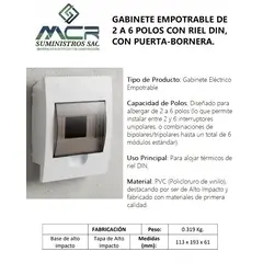 GENERICO - GABINETE EMP DE 2 A 6 POLOS PARA ITM DE RIEL DIN, CON PTA-BORNERA.