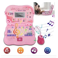 GENERICO - Laptop Educativa Español e Inglés Kids con Cargador Rosado