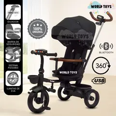 BABY - Triciclo Guiador Plegable «FOLDING» con Bluetooth Black