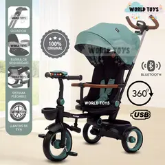 BABY - Triciclo Guiador Plegable «FOLDING» con Bluetooth Green