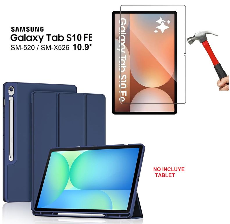 Case Porta Pencil + Mica para Samsung Tab S10 Fe 10.9 SM-X520 X526