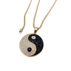 GENERICO - Collar Yin Yang en Acero Bañado y Cristales de Zircón