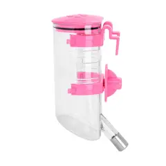 GENERICO - Botella dispensador agua 350ml para jaula transportador Rosa