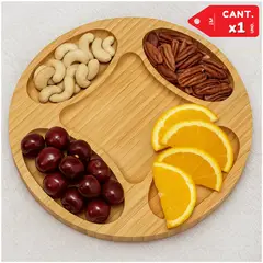 INSPIRA MARKET - Bandeja para Alimentos Decorativa Bambu Circular con Divisiones