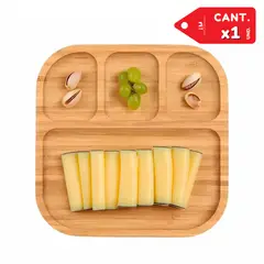 INSPIRA MARKET - Bandeja para Alimentos Decorativa Bambu con Divisiones