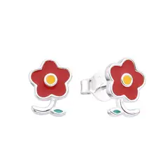 SANTORAL - Aretes Flor Roja - Plata