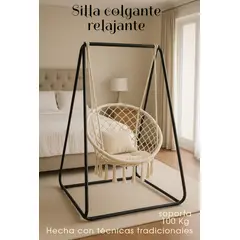 GENERICO - SILLA COLGANTE TERRAZA TEJIDO JARDÍN PLAYA BEIGE