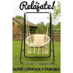 GENERICO - SILLA COLGANTE SILLÓN COLUMPIO JARDÍN PLAYA TERRAZA INTERIOR Y EXTERIOR BEIGE