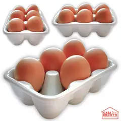 GENERICO - Huevera de Cerámica Blanca para 6 Huevos - Porta Huevos Elegante Aesthetic - Soporte para Huevos