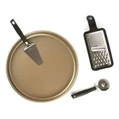 TRAMONTINA - Set Pizza 4 Piezas, Molde 35 Cm, Rallador Y Más