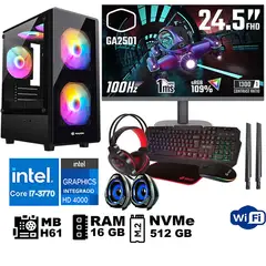 GENERICO - Computadora Pc Intel Core i7 3770 Monitor 25 fhd' RAM 16 GB SSD 500 GB WIFI