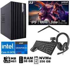 GENERICO - Computadora Pc Intel Core i5 3470 Monitor 22 fhd' RAM 08 GB SSD256 GB WEB CAM