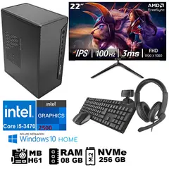 GENERICO - Computadora Pc Intel Core i5 3470 Monitor 22 fhd' RAM 08 GB SSD256 GB WEB CAM