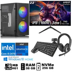 GENERICO - Computadora Pc Intel Core i5 3470 Monitor 22 fhd' RAM 08 GB SSD256 GB WEB CAM