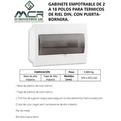 GENERICO - GABINETE EMP DE 2 A 18 POLOS PARA ITM DE RIEL DIN, CON PTA-BORNERA.