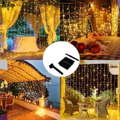 GENERICO - CASCADA DE LUCES SOLAR AMBAR 3X3M