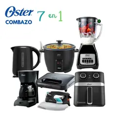 OSTER - Combazo Licuadora + Hervidor + Arrocera + Sandwichera + Cafetera + Freidora y Plancha