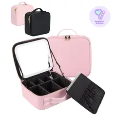 GENERICO - Neceser Organizador de maquillaje con Espejo Luz Led 3 Tonos