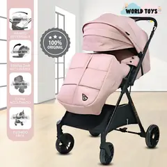 BABY - Coche Maleta de Lujo «GENOVIA» Mango Reversible Rosa
