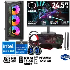 GENERICO - Computadora Pc Intel Core i7 3770 Monitor 25 fhd' RAM 16 GB SSD 500 GB WIFI