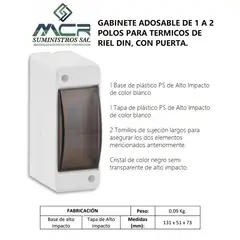 GENERICO - GABINETE ADOS DE 1 A 3 POLOS PARA TERMICOS DE RIEL DIN, CON PUERTA.