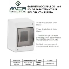 GENERICO - GABINETE ADOSABLE DE 1 A 4 POLOS PARA ITM DE RIEL DIN, CON PUERTA.