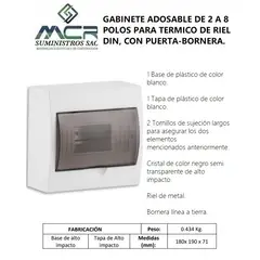 GENERICO - GABINETE ADOS DE 2 A 8 POLOS PARA ITEM DE RIEL DIN, CON PTA-BORNERA.