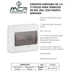 GENERICO - GABINETE ADOS DE 2 A 12 POLOS PARA ITEM DE RIEL DIN, CON PTA-BORNERA.