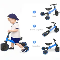GENERICO - Triciclo 3 En 1 Bicicleta De Equilibrio Marco De Acero Azul