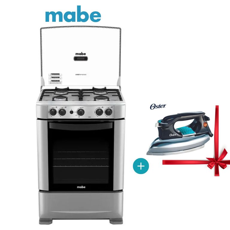 COCINA CMP6010FG1 A GAS DE 4 HORNILLAS SILVER + PLANCHA OSTER