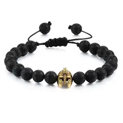 GENERICO - Brazalete Pulsera de Piedras Naturales Spartan - Gold