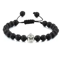 GENERICO - Brazalete Pulsera de Piedras Naturales Spartan - Silver