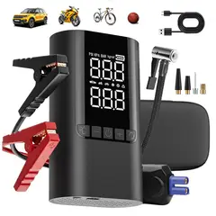 GENERICO - Arrancador de Auto Portátil con Inflador, Luz y Power Bank