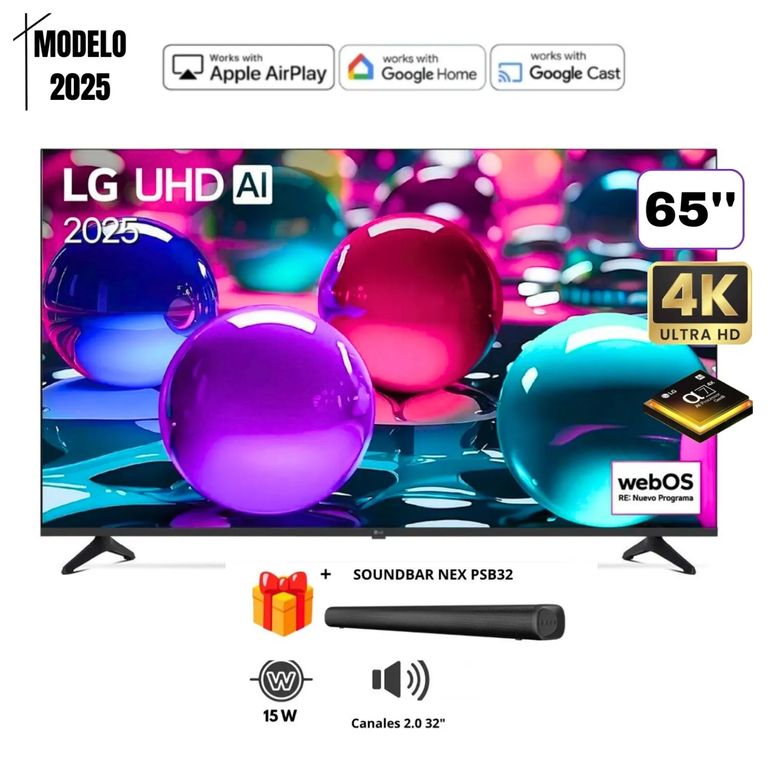 TELEVISOR 65 65UA7300PSB UHD 4K THINQ AI 2025 + SOUNDBAR NEX