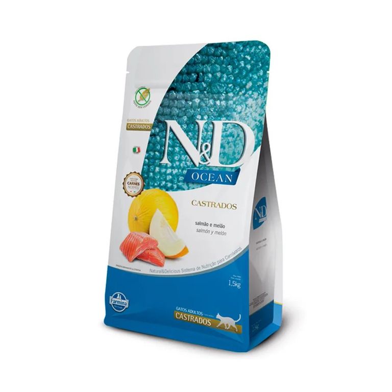 N&D Ocean Gatos Adultos Castrados Salmón y Melón 7.5 Kg